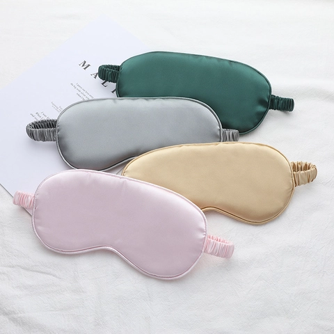 Imitation Satin Sleep Eye Mask And Drawstring Bag Blackout Breathable Soft Satin Eye Cover For Travel Home Sleeping Relaxing