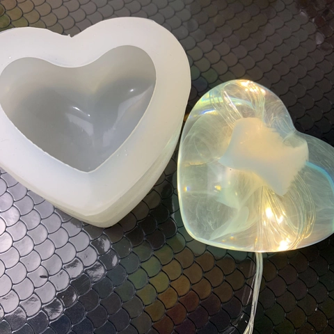 Stampo In Silicone A Forma Di Cuore 3D Superficie A Specchio Per Fai Da Te Resina Epossidica Aroma Gesso Candela Sapone Cioccolato