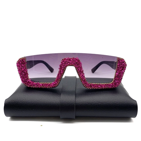 Oversized Square Sunglasses Rhinestone PC Frame UV400 Protection Gradient Lenses Fashion Party Women