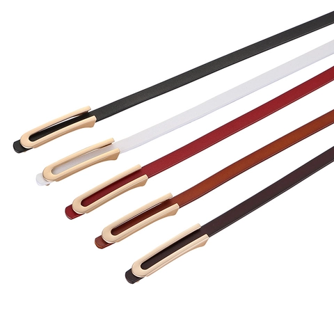 Cintura Sottile Da Donna In Pelle Con Fibbia In Lega Dorata A Forma Di U Accessorio Versatile Minimalista Per Abiti