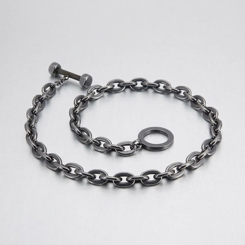 Collana Da Uomo In Acciaio Al Titanio Retrò Con Ciondolo A Manubrio Stile Industriale Chiusura A Togle Punk