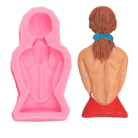 Stampo In Silicone Figura Donna Elegante Abito Da Sera 3D Per Fondant Cioccolato Torta Resina Argilla Sapone