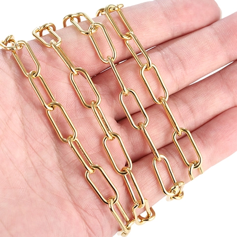 Cadena De Eslabones De Clip De Acero Inoxidable Ovalada Al Por Mayor Fabricación De Joyas DIY Collar Pulsera Chapado En Oro