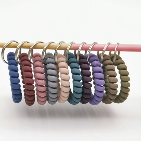 Elastic Spiral Wristband Keychain Plastic TPU Telephone Cord Spring Wrist Ring Key Holder For Daily Sports