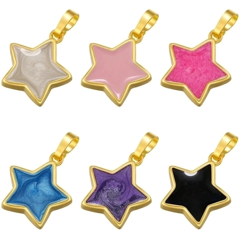 Star Charms Brass Enamel Colorful Glitter Pendants For DIY Jewelry Making Necklaces Bracelets Earrings Accessories