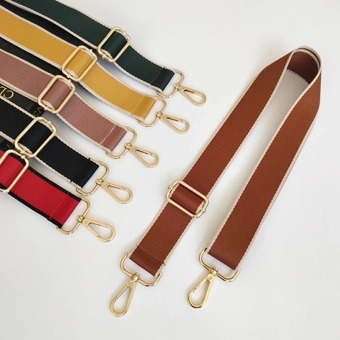 Wide Nylon Webbing Bag Strap Adjustable Replacement Shoulder Strap For Crossbody Handbags Contrast Color Striped Retro Women