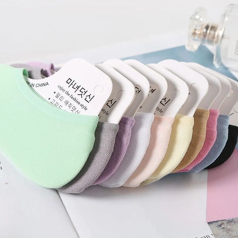 Calzini Invisibili In Velluto Da Donna Colore Caramello Solido Ultrasottili Antiscivolo Tallone In Silicone Elastici Traspiranti No Show