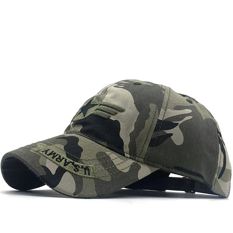 Camouflage Baseball Cap Cotton Military Tactical Style Star Embroidery Adjustable Outdoor Sun Shade Hat
