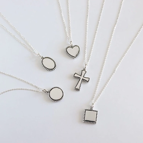 Minimalist 925 Sterling Silver Clavicle Chain Necklace Vintage Geometric Heart Cross Pendant Jewelry For Women