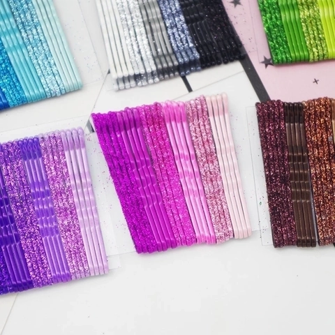 Wave Metal Bobby Pins Colorful Glitter Lacquered Gradient Hair Clips For Girls Daily Accessories