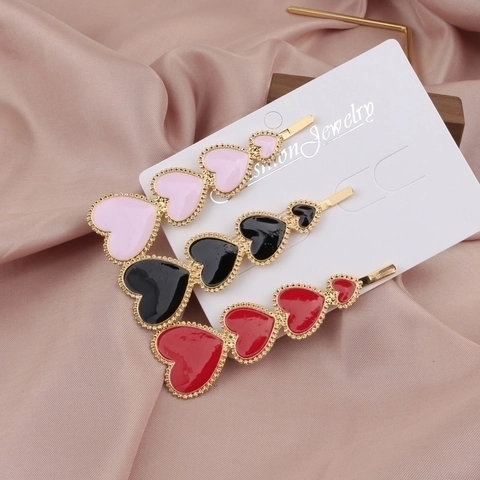 Barrette Cheveux Coeur Émail Alliage Clip Latéral Frange Épingle Style Coréen Mode Douce Accessoires Femmes Filles