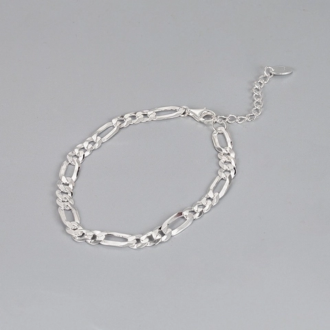Pulsera de Cadena de Eslabones Figaro de Plata de Ley 925 Para Mujer Moda Hip Hop Lujo Ligero Joyería de Mano Ajustable