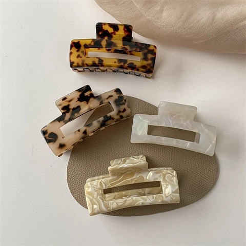 Mollette Per Capelli Rettangolari Eleganti In Acetato Design Cavo Stampa Leopardata Tartaruga Per Donne