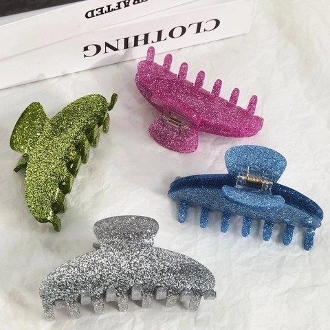 Glitter Acryl Haarklammer Hai Haarkralle Für Frauen Mädchen Starker Halt Modische Haaraccessoires