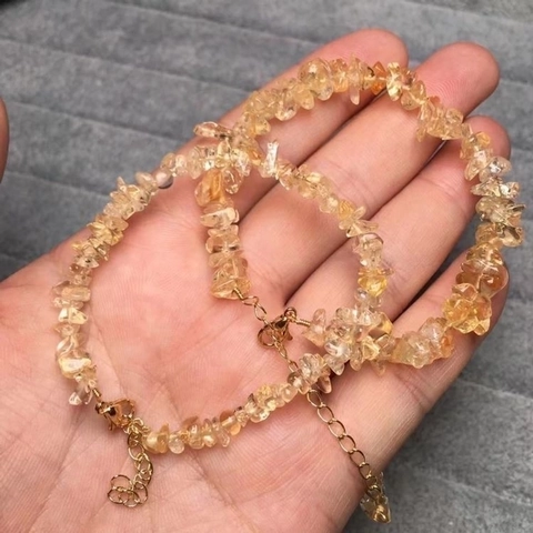 Natural Irregular Chip Stone Crystal Bracelet For Women Adjustable Citrine Amethyst Quartz Handmade Jewelry Gift Aesthetic