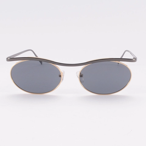 Occhiali Da Sole Ovali Montatura In Metallo Protezione UV400 Lenti In Policarbonato Design Barra Frontale Ondulata Unisex