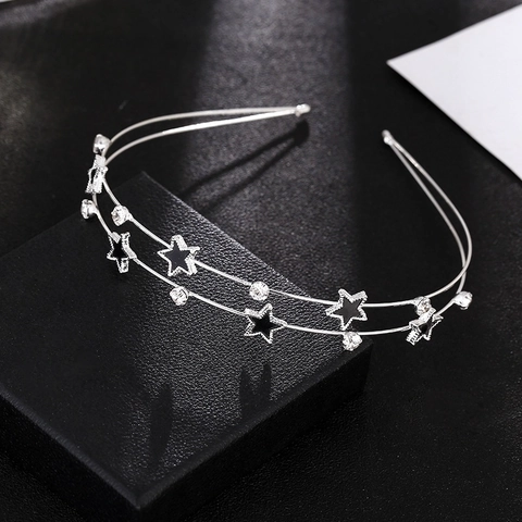 Diadema De Estrellas De Doble Capa Aleación De Zinc Esmalte Diamantes De Imitación Accesorios Para El Cabello De Moda Coreana