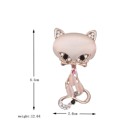 Elegante Spilla a Forma di Gatto in Lega Con Pietra Occhio di Gatto Opale Rosa e Strass Pin Animale per Donna Spille alla Moda