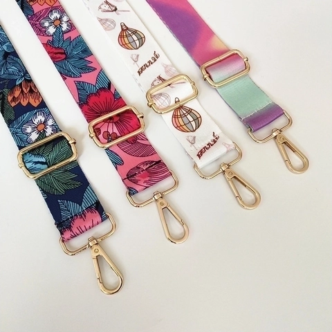 Wide Replacement Bag Strap Adjustable Crossbody Shoulder Handbag Belt Ethnic Floral Oil Painting Patterns Polyester