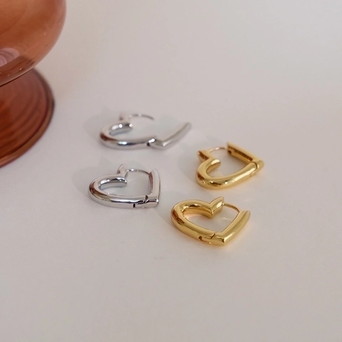 Minimalistische Hart Ring Oorbellen Titanium Staal Holle Hartvorm Gepolijst Metaal Sieraden Voor Dames