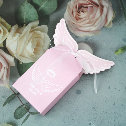 Engel Flügel Süßigkeiten Geschenkbox Europäischer Stil Karton Papier Verpackung Mit Chiffon Band Für Hochzeit Babyparty Party