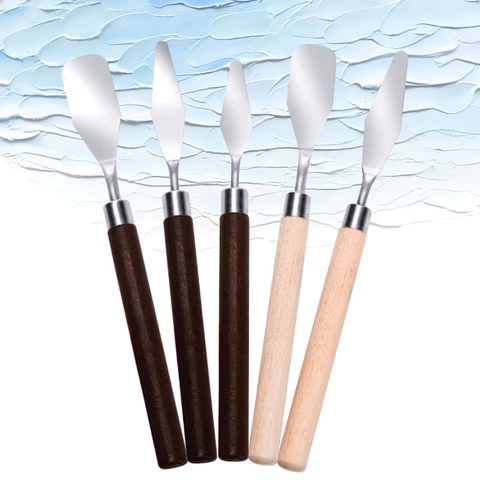 Oil Painting Palette Knife Scraper Stainless Steel With Wooden Handle Art Pigment Mixing Tool For Acrylic Canvas Painting