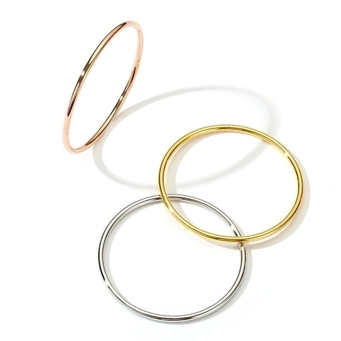 Bracciale Rigido Minimalista In Filo Rotondo Acciaio Al Titanio Lucido Accessorio Di Moda Semplice Per Donna Gioielli Eleganti Classici