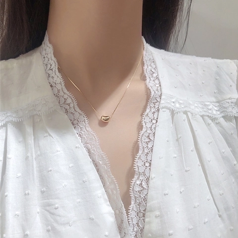 Minimalistische Bohnen Anhänger Halskette Edelstahl Echtgold Vergoldet Poliert Box Kette Schmuck Für Damen
