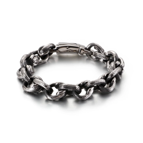 Herren Retro Industrial Punk Armband 316L Edelstahl Schwere Quadratische Gliederkette Schmuck