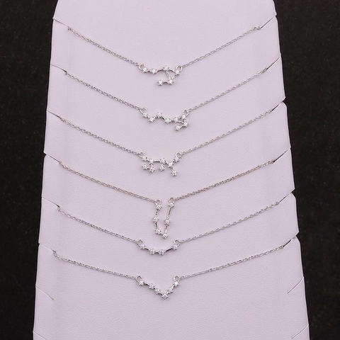 Collier Douze Signes Du Zodiaque Constellation Cuivre Zircon Chaîne Clavicule Bijoux Minimalistes Pour Femmes Élégant