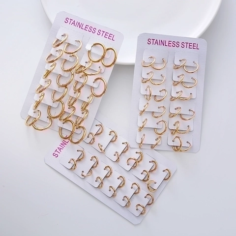 Orecchini A Cerchio Placcati Oro 18K Acciaio Inossidabile Minimalista Geometrico Lucidato Gioielli Donne Uomini Unisex