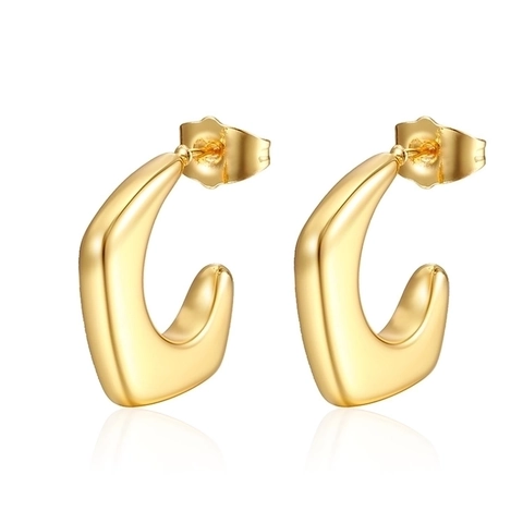 Pendientes Geométricos En Forma De C Cuadrados Irregulares Acero Inoxidable Chapado En Oro 18K Pulidos Retro Para Mujeres