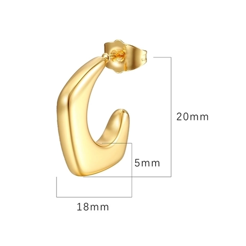 Pendientes Geométricos En Forma De C Cuadrados Irregulares Acero Inoxidable Chapado En Oro 18K Pulidos Retro Para Mujeres