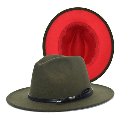 Cappello Fedora A Tesa Larga In Feltro Di Lana Contrasto Bicolore Cappello Jazz Con Fibbia Della Cintura Accessorio Elegante Unisex