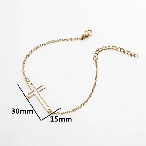 Pulsera Con Colgante De Cruz Hueca De Acero Inoxidable Joyería De Cadena Elegante Minimalista Para Mujer Regalo De Cumpleaños