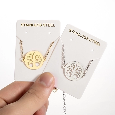Stainless Steel Tree Of Life Coconut Palm Lotus Flower Pendant Bracelet Adjustable Minimalist Fashion Jewelry For Women