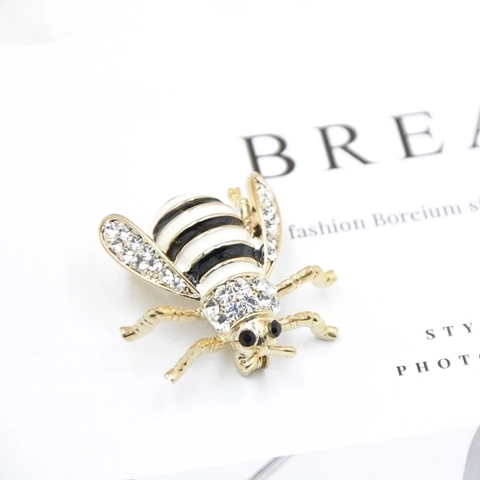 Broche Abeja Vintage Aleación Diamantes De Imitación Perla Artificial De Imitación Esmalte Alfiler Insecto Para Mujer Accesorio Ropa Lujo
