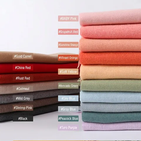 Morandi Solid Color Winter Scarf For Women Soft Polyester Tassel Shawl Thick Warm Fashion Long Wrap Scarf For Everyday Wear