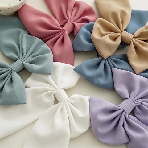 Oversized Bow Hair Clip Large Fabric Spring Clip Elegant French Style Barrette For Women Ponytail Headpiece Accessory