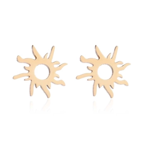 Fashion Stainless Steel Women Hollow Out Sun Rose Cactus Skull Pendant Necklace And Stud Earrings Simple Jewelry
