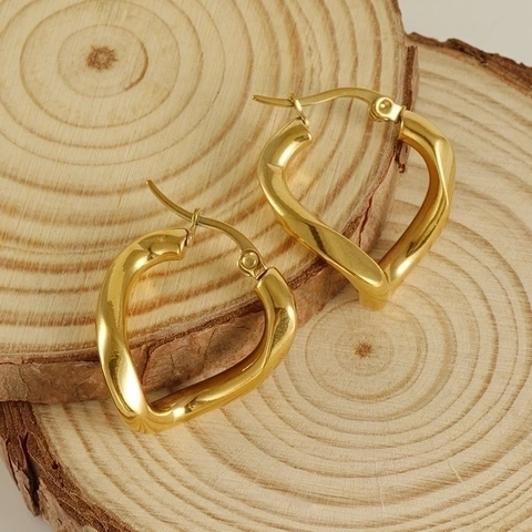 Orecchini A Cerchio Geometrici Irregolari Acciaio Inossidabile Placcato Oro 18K Intrecciati Gioielli Di Moda Per Donne