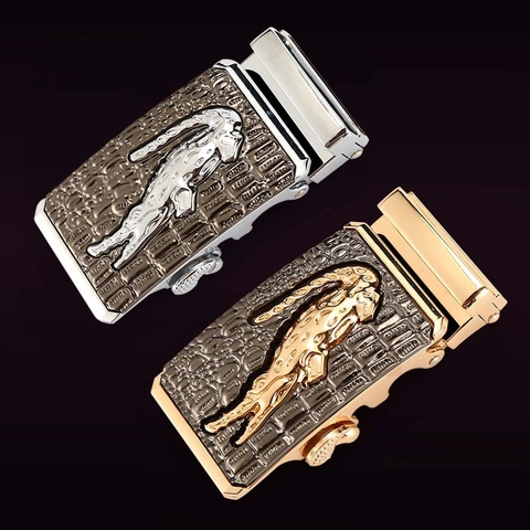 Men Business Automatic Belt Buckle Alloy Metal Replacement Head For Leather Straps Fashion Leopard Crocodile Design Buckles