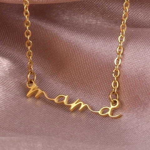Mama Necklace Stainless Steel Script Letter Pendant Mother's Day Gift Simple Fashion Women Jewelry