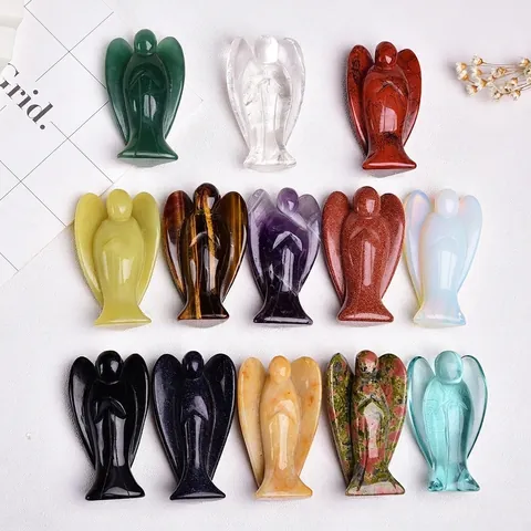 Naturkristall Engel Figur Geschnitzter Edelstein Schutzengel Statue Polierter Stein Heilung Reiki Meditation Home Dekor