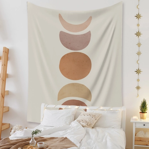 Böhmischer Wandteppich Polyester Sun Moon Mountain Abstrakte Kunst Modernes Heimdekor Für Schlafzimmer Wohnzimmer