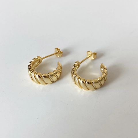 Retro Gerippte Gedrehte Creolen Mit 925 Sterlingsilber Stecker Französischer Geometrischer Minimalistischer Schmuck