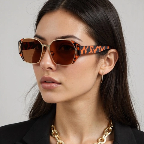 Gafas De Sol Para Mujer Retro Hexágono Polígono Montura Protección UV400 Lujo Moda Plástico Metal Ligero