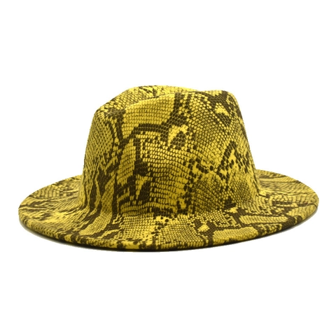 Cappello Fedora Con Stampa Serpente Tesa Larga Cotone Poliestere Cappello Jazz Per Uomo Donna Esterno Viaggi Moda
