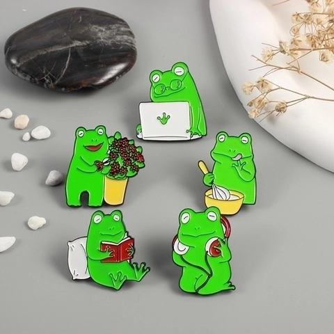 Simpatiche Spille A Forma Di Rana Cartone Animato In Lega Smaltata Spille Decorative Per Vestiti Borse Zaino Spille Animali