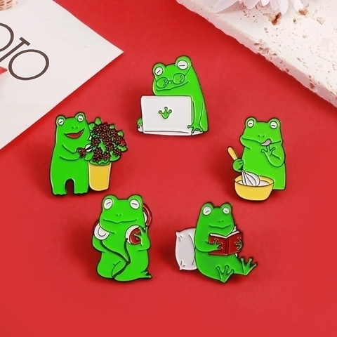 Simpatiche Spille A Forma Di Rana Cartone Animato In Lega Smaltata Spille Decorative Per Vestiti Borse Zaino Spille Animali